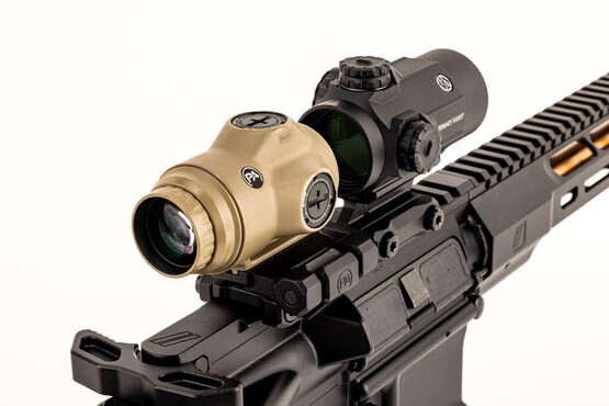 Primary Arms Slx 3x micro magnifier fde mounted on a rifle